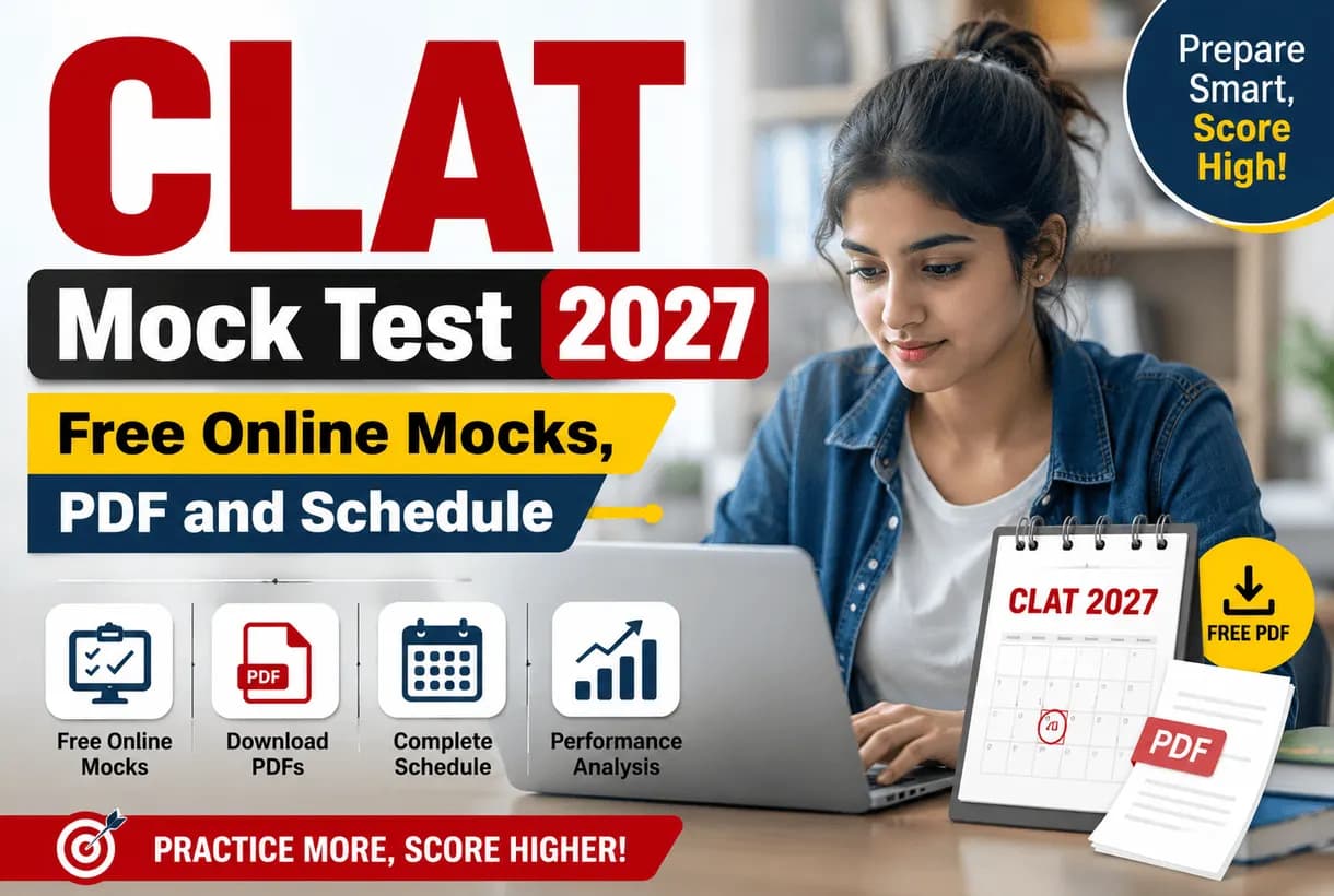 Student attempting a CLAT mock test on an OMR sheet with a timer, preparing for CLAT 2027