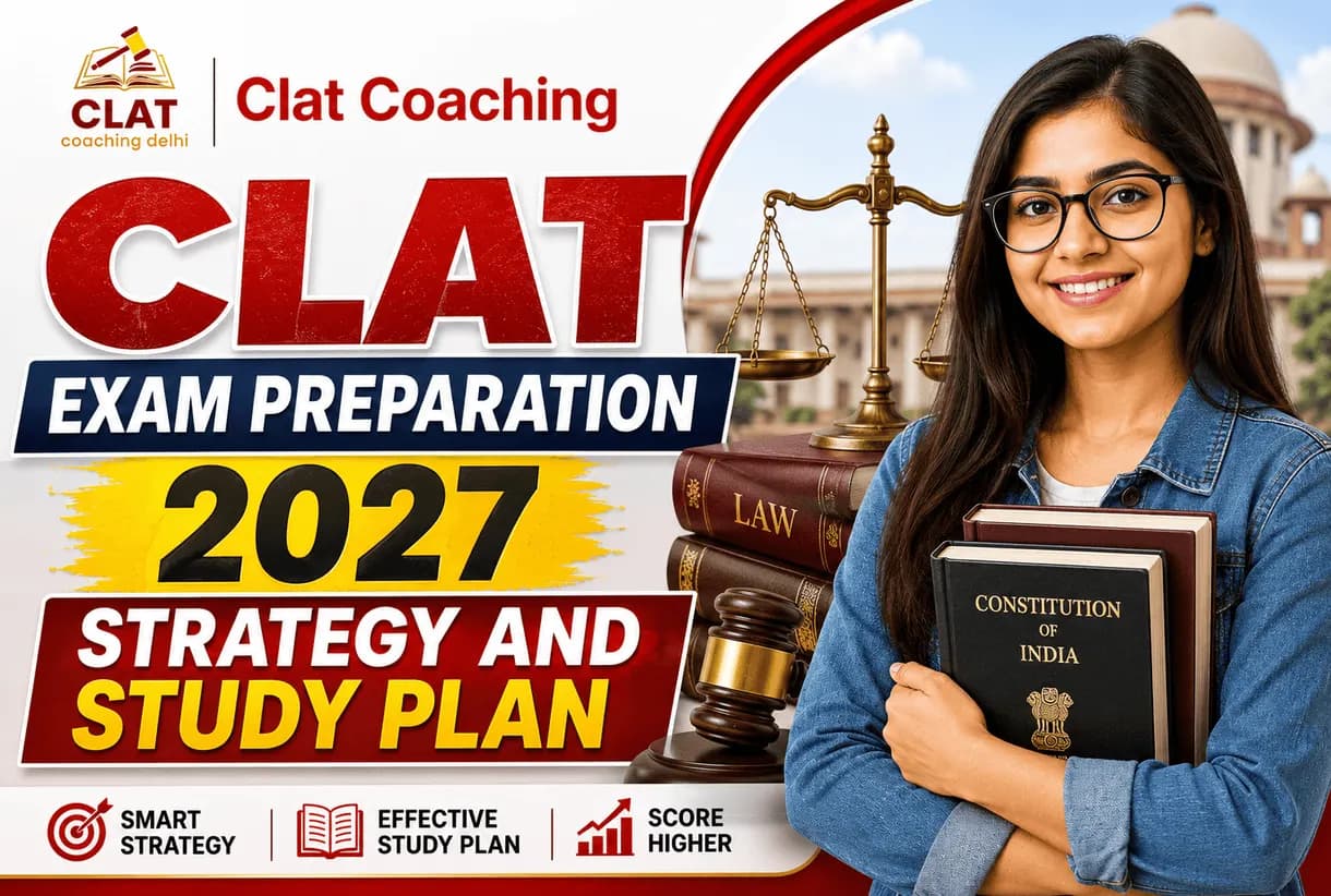 Student following a CLAT exam preparation study plan with mock tests and section-wise notes for 2027