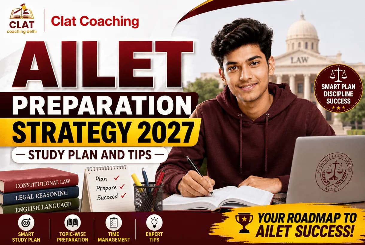 Student following an AILET preparation strategy study plan for NLU Delhi law entrance exam