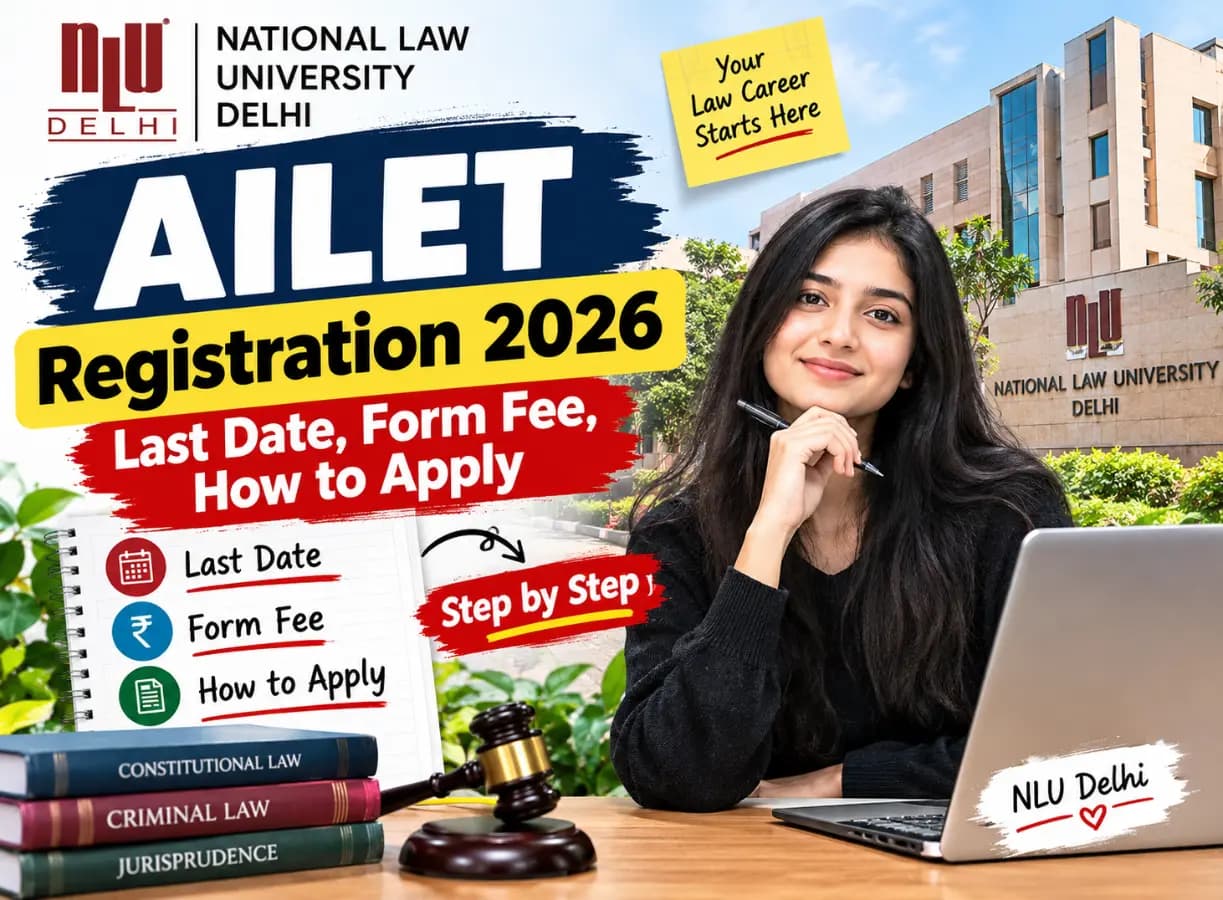 AILET registration 2026 application form on the NLU Delhi portal with last date 10 November 2026 and form fee details