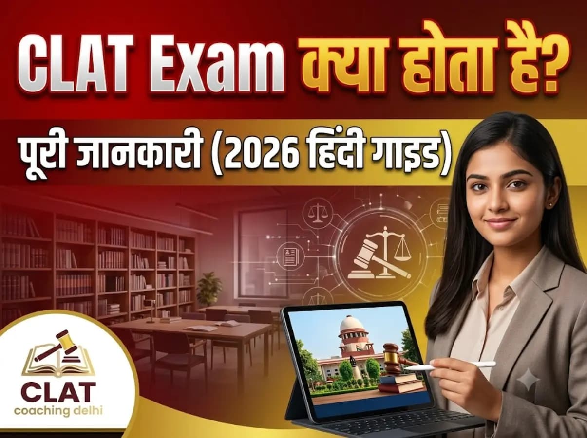 CLAT exam kya hota hai समझाता हुआ हिंदी इन्फोग्राफिक